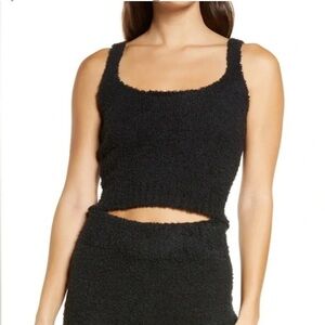 SKIMS Black Sherpa Teddy Bear Cozy Knit Tank Top Sleeveless